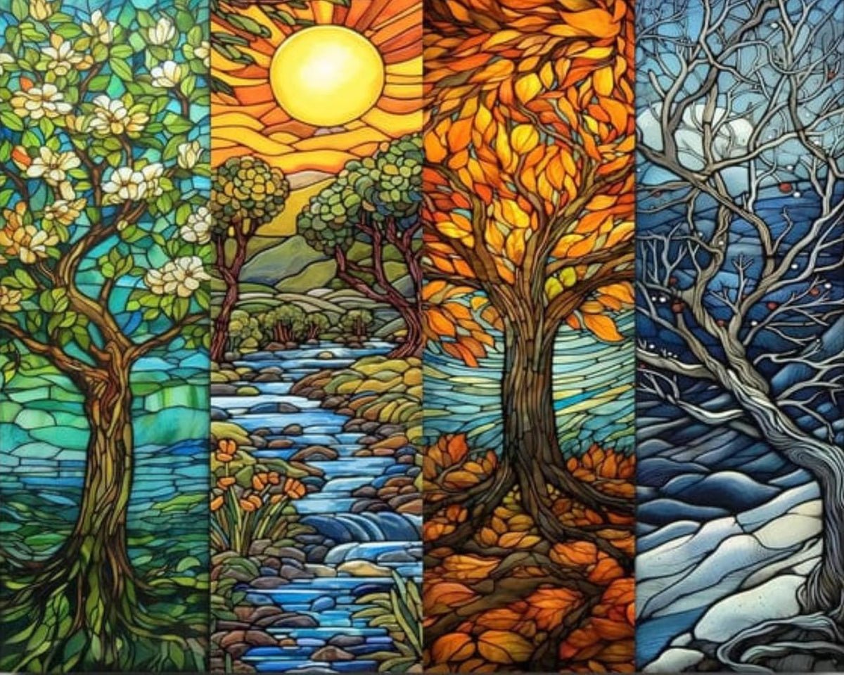 Tulip N Turtle Four Seasons Diy Acrylic Paint By Number Kit For Adults Beginner Canvas Painting By Number Acrylic Painting. Wall