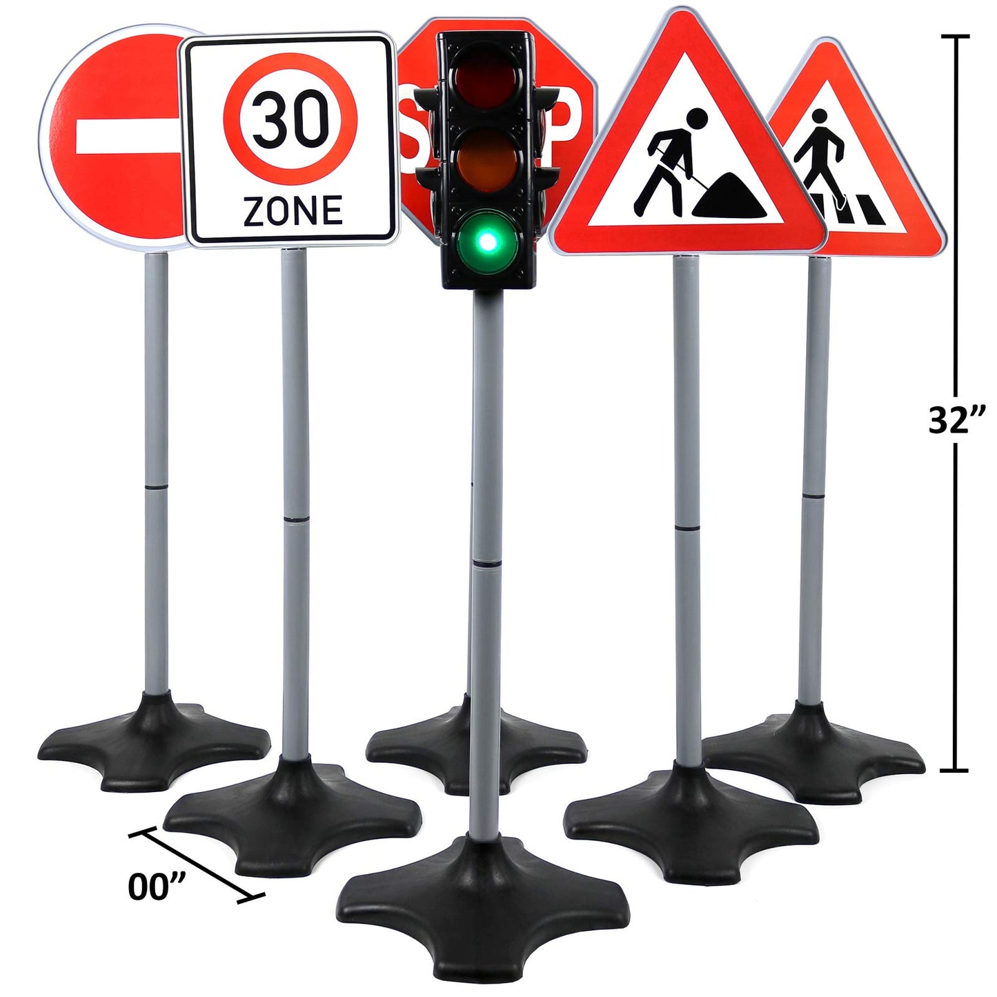 Kiddie Play Traffic Light Toy Set with 5 Street Signs, Multicolor, Model KT9326, Durable Plastic for Kids