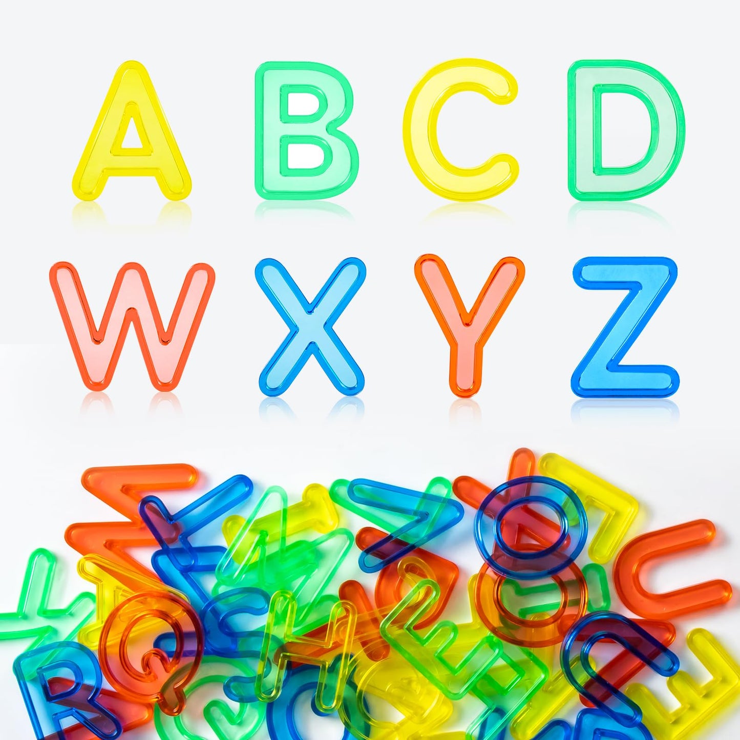 Odoorgames 52 Pcs Translucent Capital Letters - Plastic Alphabet Letters For Kids - Ideal For Light Table Manipulatives & Educat
