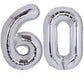 40 Inch Number 60 Balloon Silver Jumbo Giant Big Large Number 60 Foil Mylar Silver Balloons 60Th Birthday Party Anniversary Deco