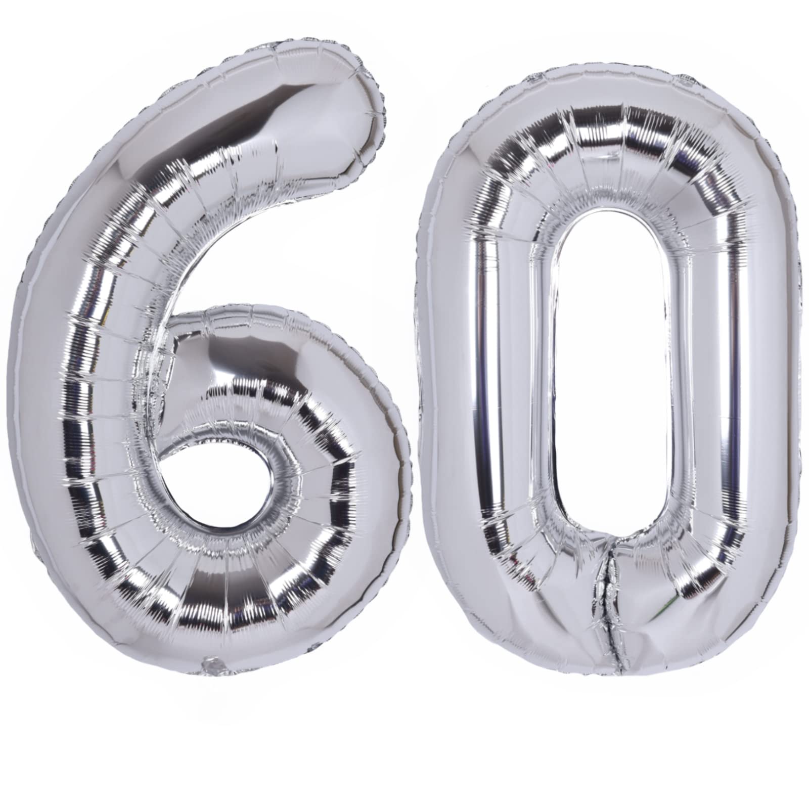 40 Inch Number 60 Balloon Silver Jumbo Giant Big Large Number 60 Foil Mylar Silver Balloons 60Th Birthday Party Anniversary Deco