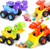 Amenon 3 Pcs Large Dino Hauler Trucks, Press & Go Construction Vehicles For Hunting Games, Dinosaur Toys Transport Carrier Cars