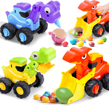 Amenon 3 Pcs Large Dino Hauler Trucks, Press & Go Construction Vehicles For Hunting Games, Dinosaur Toys Transport Carrier Cars