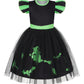 Marendyee Black Witch Costume Girls Halloween Toddler Kids Tulle Dresses Flutter Sleeve (2-3 Years)