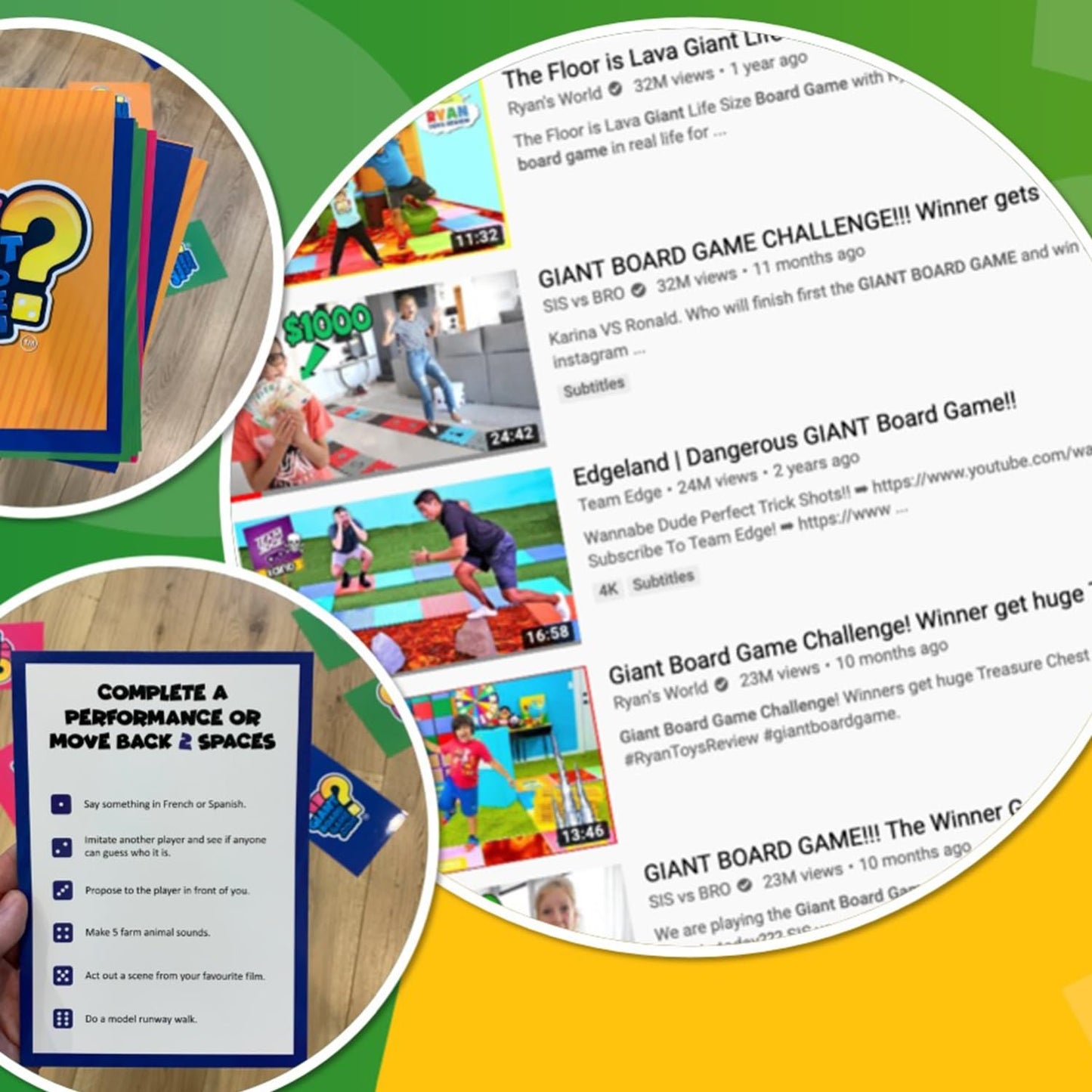 Quokka Giant Outdoor Games For Kids Ages 8-12 - Fun Family Game For Kids & Adults With Jumbo Dice - Play Indoor & Outdoor | 250 Challenges | Quick Set Up - Card Trivia Game For Teens Ages 7 10