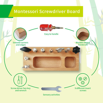 Montessori Toys For 3 4 5 Year Old, Montessori Screwdriver Board, Kids Wooden Toys, Fine Motor Skills Toys, Sensory Preschool Learning Toys For Toddler Travel
