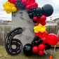 Bbpool Race Car Number 6 Balloon, 40 Inch, Black, Birthday Party Decoration