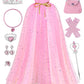 Sabbenia Princess Cape Girl'S Performance Role-Playing Girl'S Dress Up In Cloaks With Accessories(Pink)