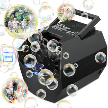 Theefun Bubble Machine: 500Ml Automatic Bubble Blower For Kids And Toddlers, Portable Bubble Maker Operated By Plug-In Or Batteries Bubble Machines For Parties Weddings Birthday Outdoor And Indoor