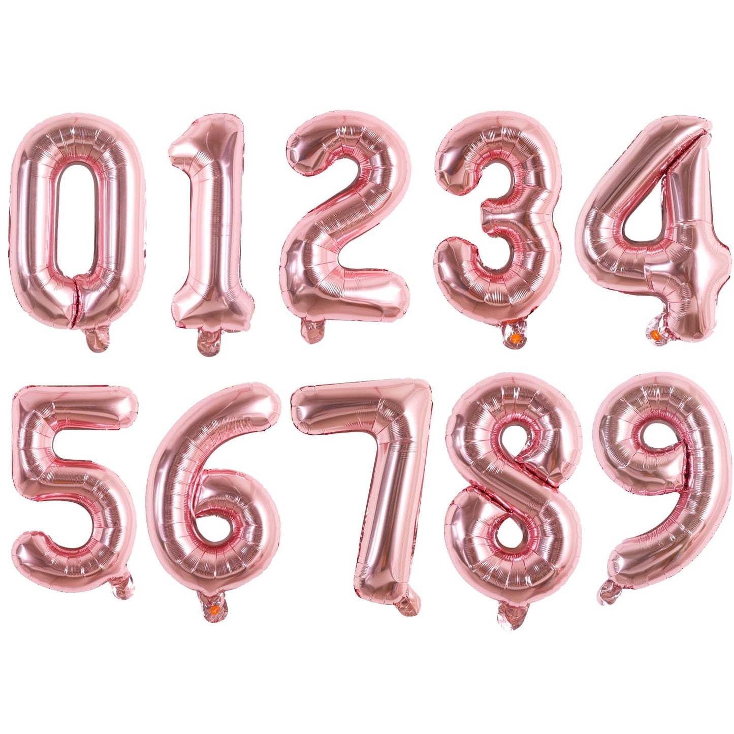 TONIFUL Number Balloons 16 Inch Rose Gold 0-9 Number Mylar Foil Balloons 10 Pcs Custom Digital Balloons for Birthday Party Engag