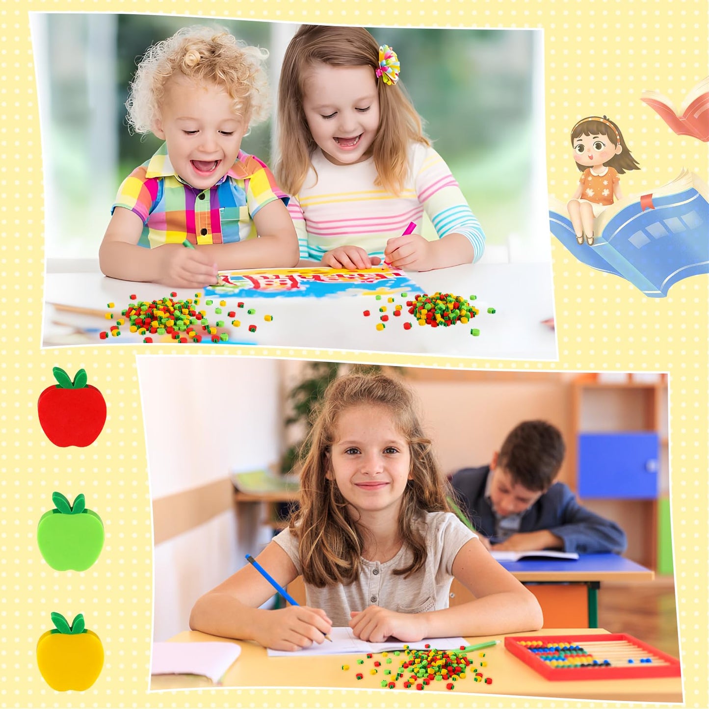 JUNEBRUSHS 150pcs Apples Erasers for Kids Bulk, Welcome Back to School Gifts Mini Apples Erasers for First Day of School Teacher