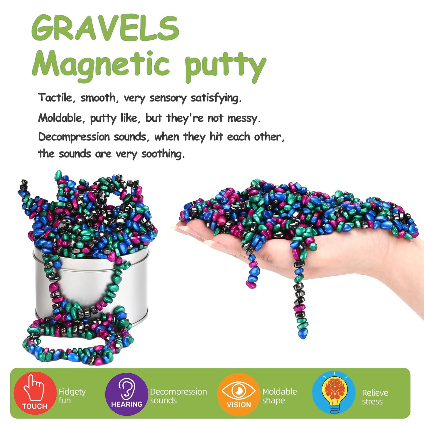 1000Pcs Multicolor 4 In 1 Magnet Balls Desk Toys For Adults, Ferrite Crags Magnetic Putty Desk Fidget Toys For Office