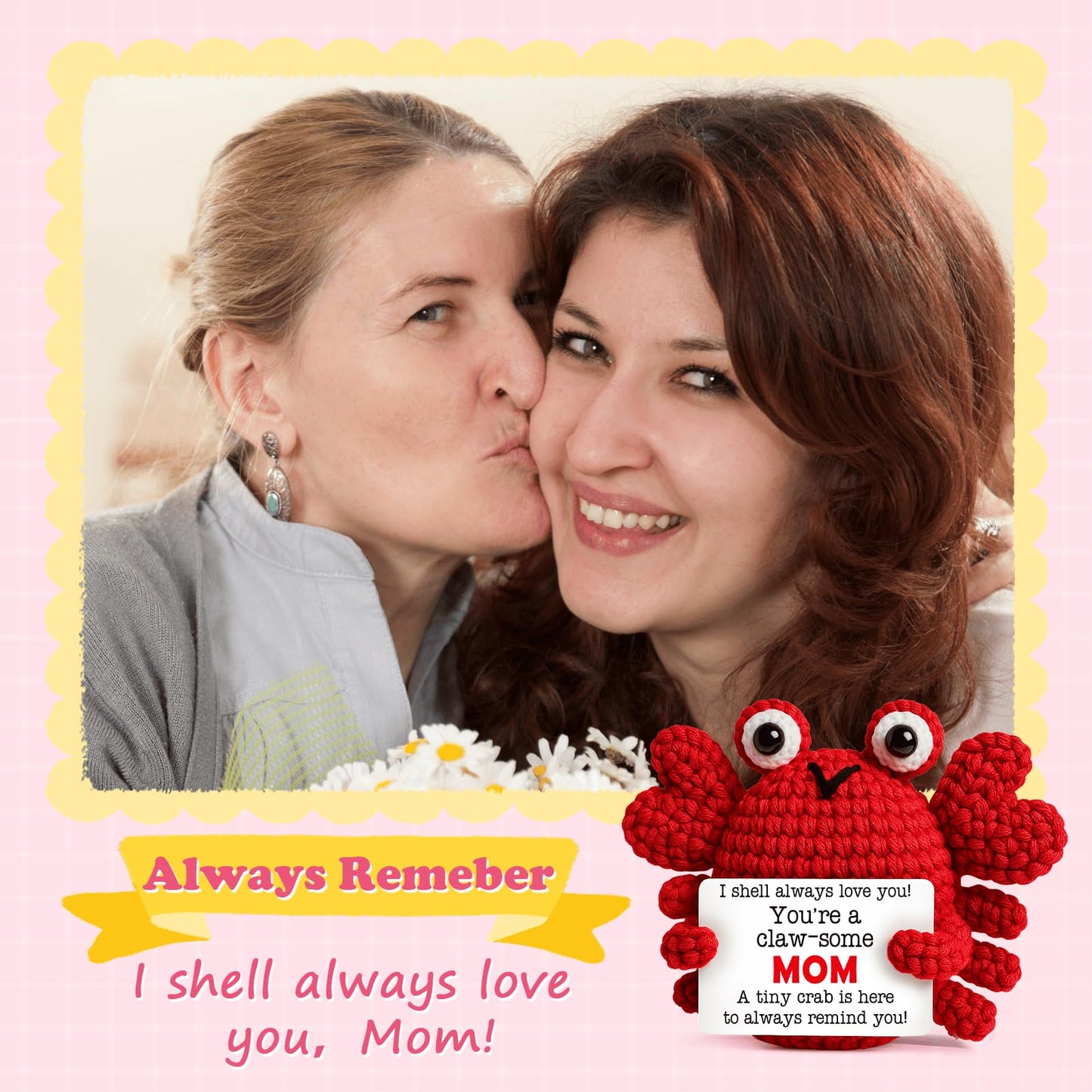 Gifts for Mom Mothers from Daughter Son Birthday Gift for Christmas Thanksgiving Halloween Positive Crochet Crab Emotional Crochet Animals Mini Handmade