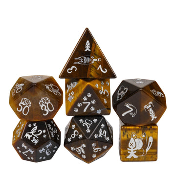 UDIXI Gemstone Dice Set D&D Tiger's Eye Stone Dice with Gift Case for Dungeons and Dragons MTG Tabletop Game