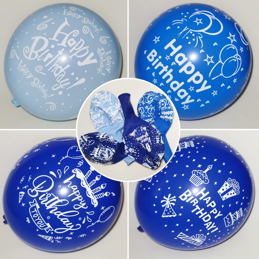 TAIHEBB 52 Pcs Blue Birthday Balloons, Rubber Material, Party Pattern, Suitable for Kids, Model BSO025