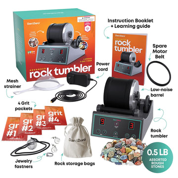 Dan&Darci Advanced Professional Rock Tumbler Kit - With Digital 9-Day Polishing Timer & 3 Speed Settings - Turn Rough Rocks Into Beautiful Gems : Great Science & Stem Geology Toy For Kids All Ages