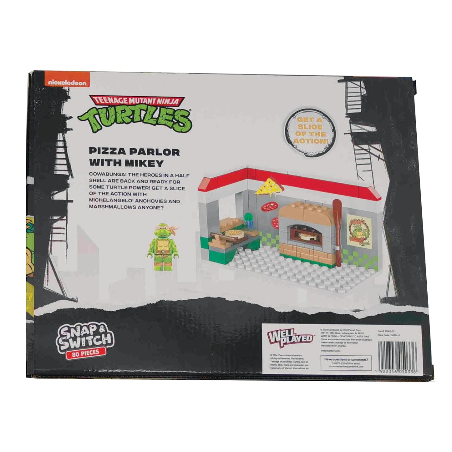 Snap & Switch Teenage Mutant Ninja Turtles Pizza Parlor with Mikey Playset - Buildable Toy Set for Creative Play and Fun - Ages: