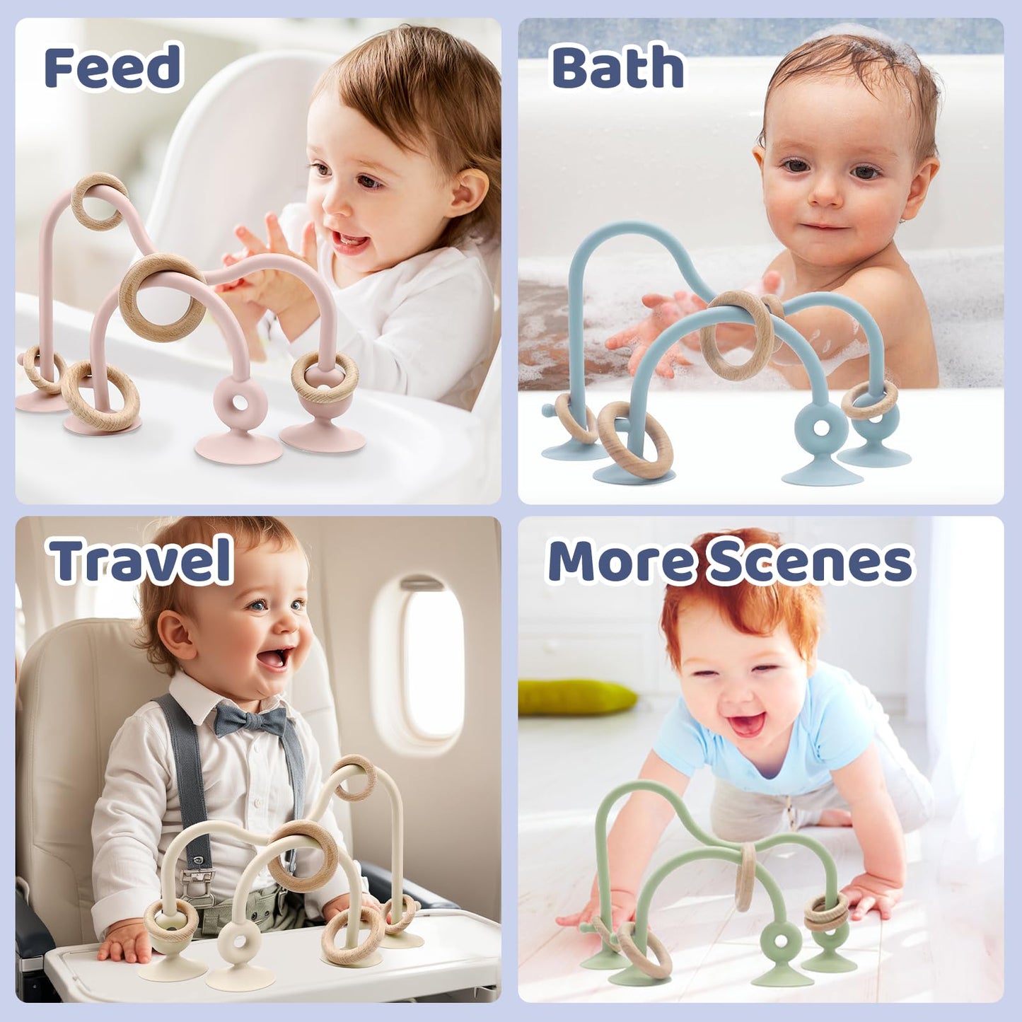Baby High Chair Suction Toys Teething Chew - Baby Teething Toys Silicone Teethers, Table Toys, Food Grade Silicon For 6 12 18 Mo