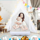 Wilwolfer 6 Pack Kids Teepee Tent Bulk With Light And Inflatable Airbed, Natural Cotton Toddler Play Tent For Girls Boys Indoor