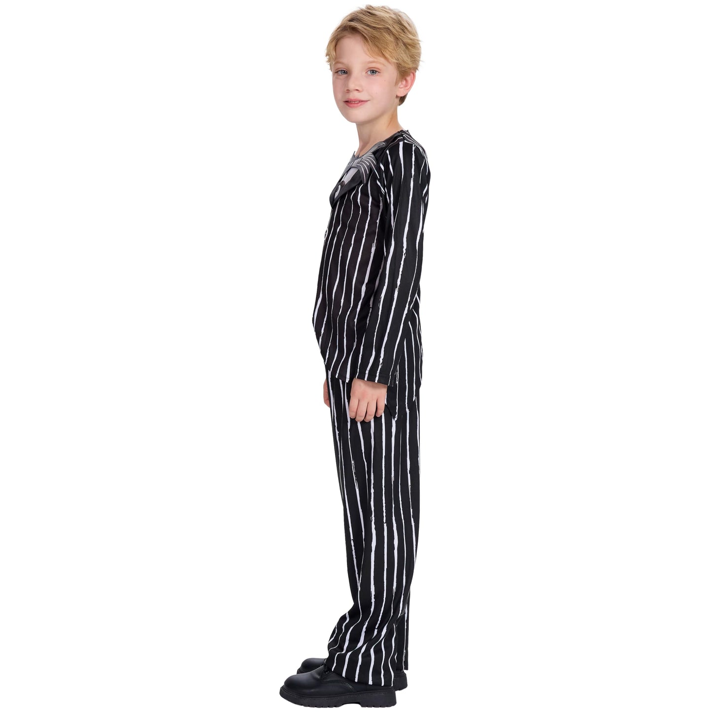 IKALI Halloween Costume for Kids Boys Black and White Striped Set Dress Up Outfit