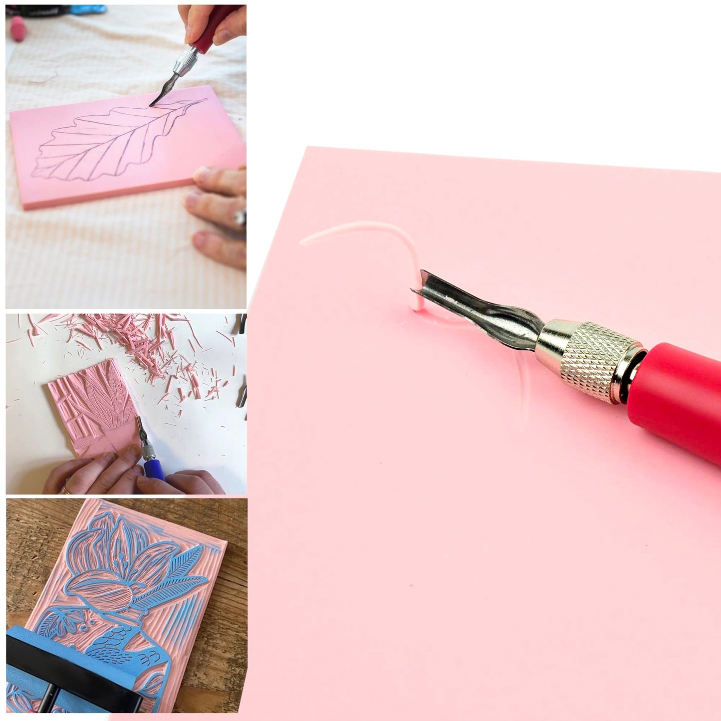 Rubber Block Stamp Carving Block Stamp Making Kit with Cutter Tools, 1 Carving Rubber Stamp for Printmaking, Printing and More