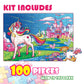 Glow In The Dark 100 Piece Unicorn Puzzle With Paint For Kids, Jigsaw Puzzle Toys For Girls&Boys, Unicorn Birthday Gift For Girl