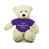 Plushland Cream Brandon Teddy Bear 12 Inch, Stuffed Animal Personalized Gift - Custom Text On Shirt - Great Present For Mothers Day, Valentine Day, Graduation Day, Birthday (Purple Shirt)