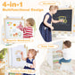Costzon Easel for Kids, 4 in 1 Toddler Activity Table & Stool w/Magnetic Whiteboard, Chalk Board, Paper Roll, Art Supplies, Larg
