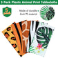 Animal Safari Tablecloth Jungle Animal Theme Tablecover Tiger Zebra Giraffe Print Table Cover Tropical Leaf Tablecloth Party Supplies For Jungle Safari Birthday Baby Showers (Greenery Style, 5 Pcs)