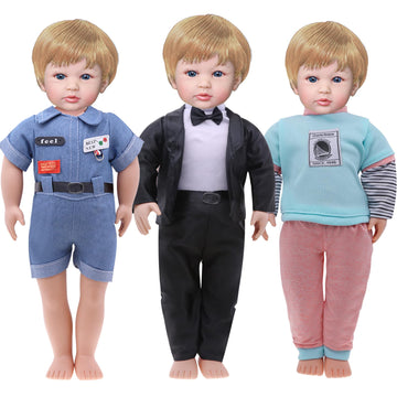 6 Piece Fashion 18 Inch Boy Doll Clothes Casual Wear Plaid Jacket Pants Sportswear Outfits With Tuxedo Suits For 18'' Doll Acces