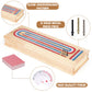 Wooden Cribbage Board Game Set  enhanced Wooden Board with with Storage Drawer and Metal Pegs  Strategy Card Game Cribbage - Travel Portable Cribbage Game Sets for Family
