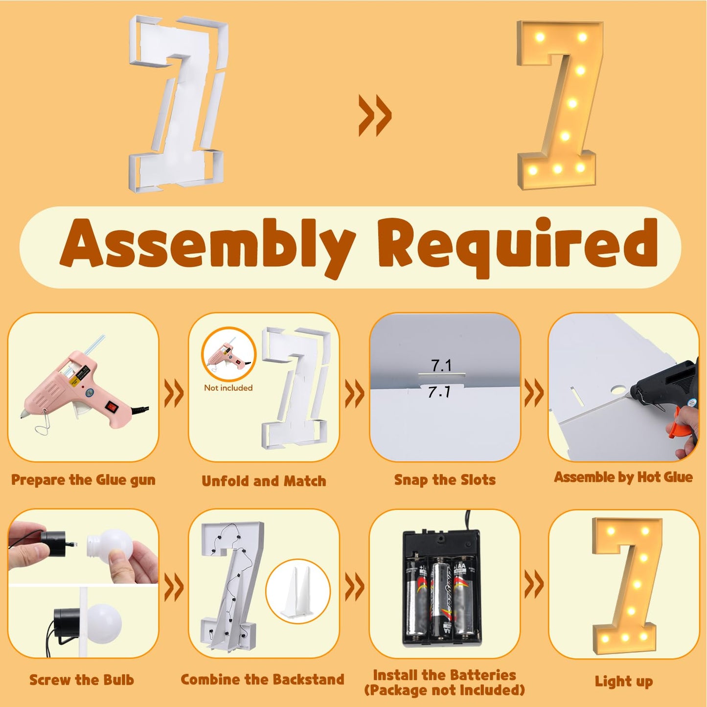 Imprsv 3Ft Light Up Numbers, Marquee Numbers For 70Th Birthday Decorations Anniversary Party Decor, Mosaic Numbers For Balloons
