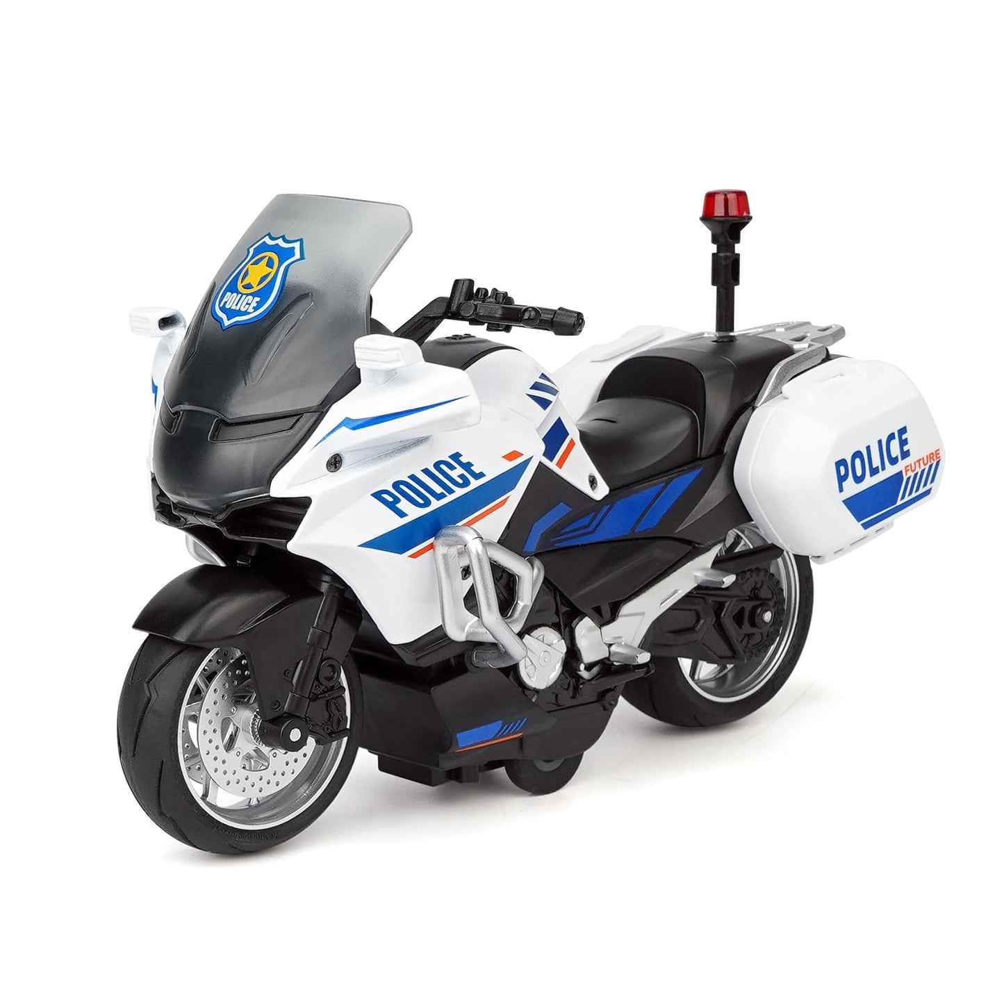 Ming You Kids Toy Motorcycle - Alloy Motorcycle Toy With Sound And Music,1:10 Scale Motorcycle Toys For Boys Age 3-7 (Bright Whi