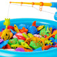 Magnetic Fishing Pool Toys Game For Kids Toddlers 3-5 4-8, Water Table Bathtub Toy With Inflatable Pool Pole Rod Net Plastic Flo