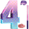Shappy 16 Inch Mermaid Piñata Purple Number Birthday Piñata Birthday Party With Stick Blindfold Confetti For Birthday Anniversary Celebration Decoration Supplies(Number 4)