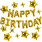 TONIFUL 35PCS Gold Happy Birthday Decorations Kit 16 Inch Happy Birthday Balloon Banner with Star Balloons Mylar Foil Birthday P