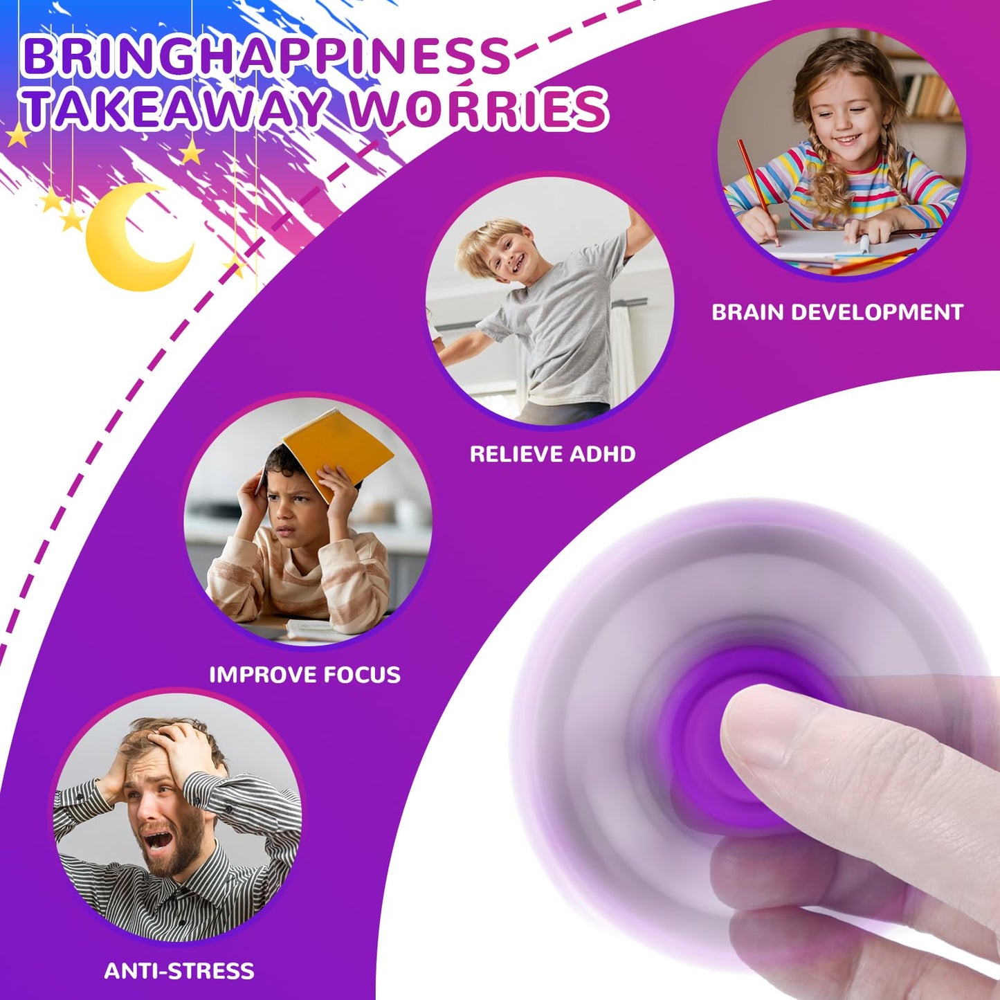 SCIONE 18 Pack Fidget Spinner Toy Bulk for Kids Adults, Spinners Fidget Set, Hand Spinner for Stress Relief, Easter Birthday Goo