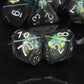 Haxtec DND Dice Set 7PCS Resin Dice Set Black with Iridescent Mylar Inclusion Polyhedral D&D Dice for Roleplaying Dice Games as