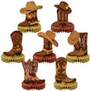 Faccito 7 Pcs Western Party Centerpiece Decorations Western Boots Honeycomb Centerpieces for Tables Cowboy Themed Baby Shower Bi