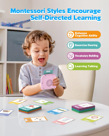Bilingual Pink Spanish And English Talking Flash Cards, Pocket Speech Therapy Toys With 512 Words, Montessori Language Learning