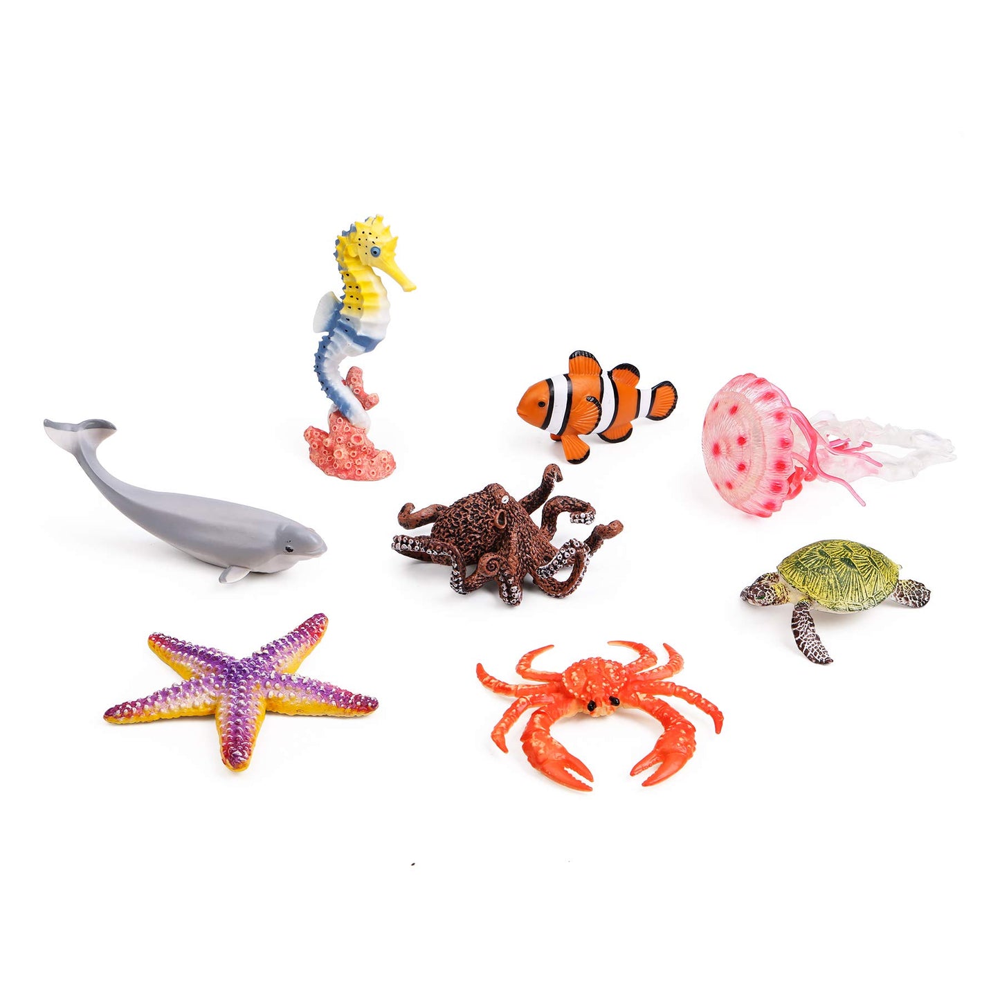 Uandme 8Pcs Sea Animal Figures Realistic Ocean Animal Figurines Toy Playset For Kids Cake Toppers Decoration