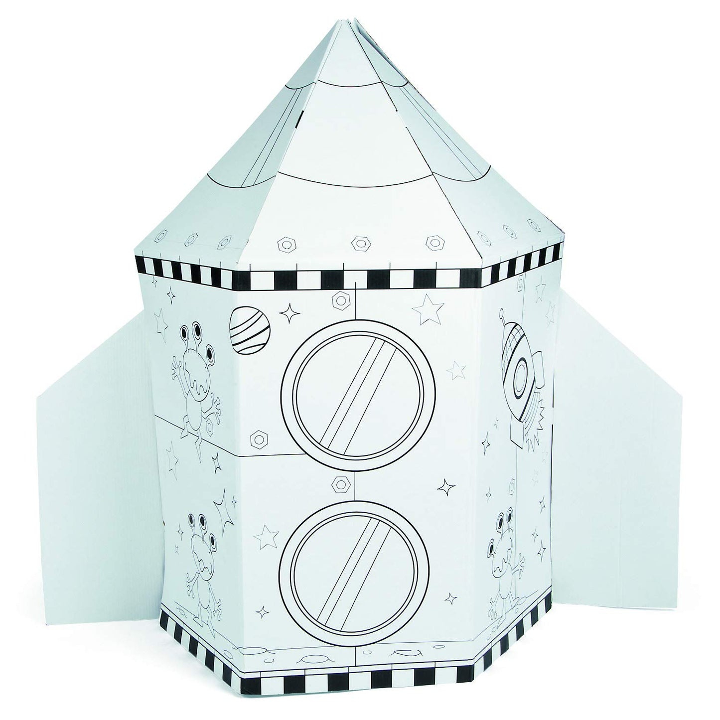 Fun Express Rocket Cardboard House for Kids - 5-Foot Tall Rocket Cardboard Playhouse for Kids, Hours of Creative Fun, Fuel Your