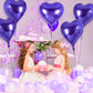 12 Pcs Heart Balloons,18 Inch Purple Heart Foil Balloons Love Balloons Valentine Balloons For Birthday Party Wedding Engagement