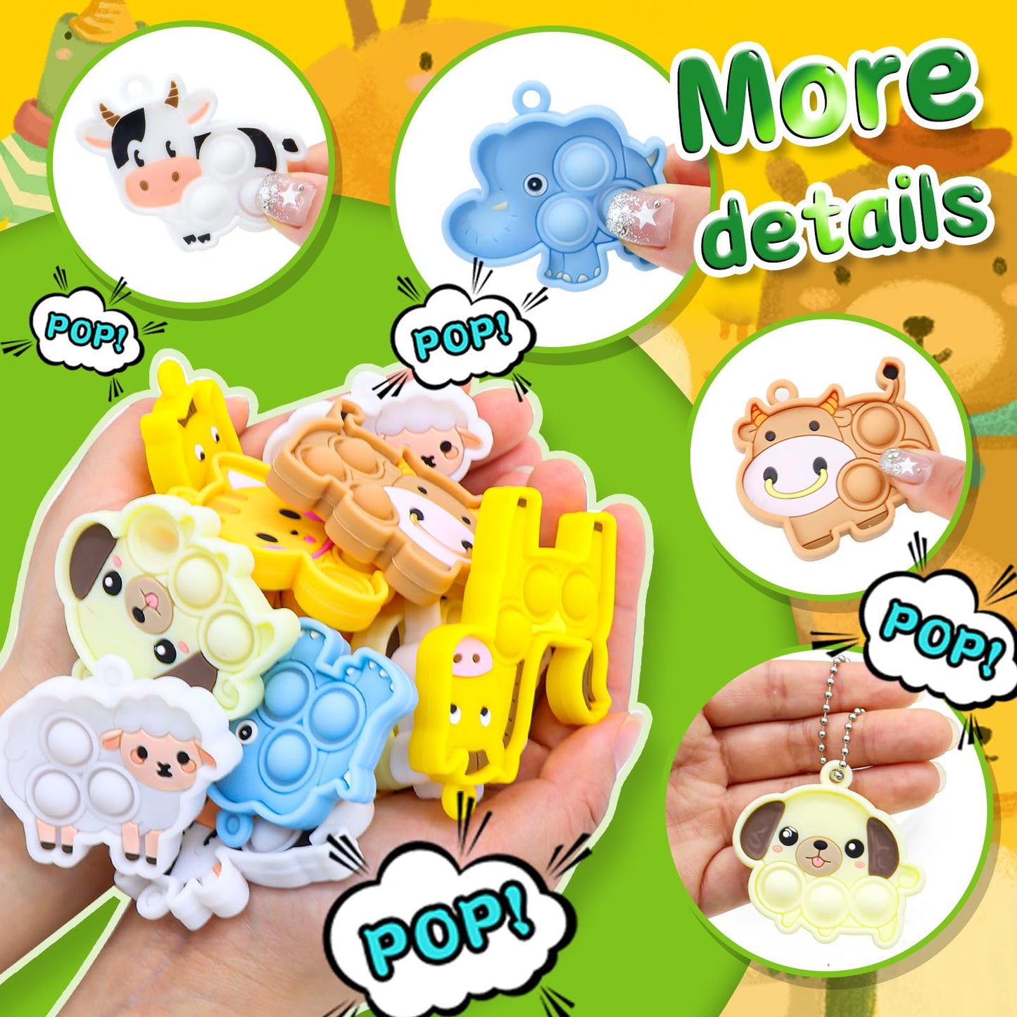 30Pcs Party Favors For Kids Fidget Toys Bulk Mini Pop Keychain Stocking Stuffers Birthday Carnival Treasure Classroom Prizes Toddler Toys Fidget Pack Stress Relief Toys