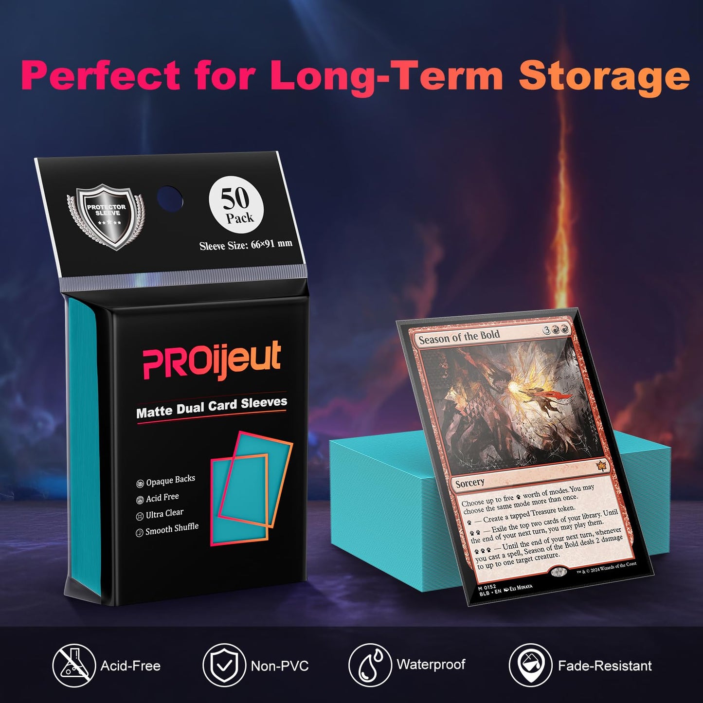 200 Pack Card Sleeves, Matte Dual Trading Card Sleeves With Opaque Back & Smooth Shuffle, Tear Resistant Card Protectors For Mtg
