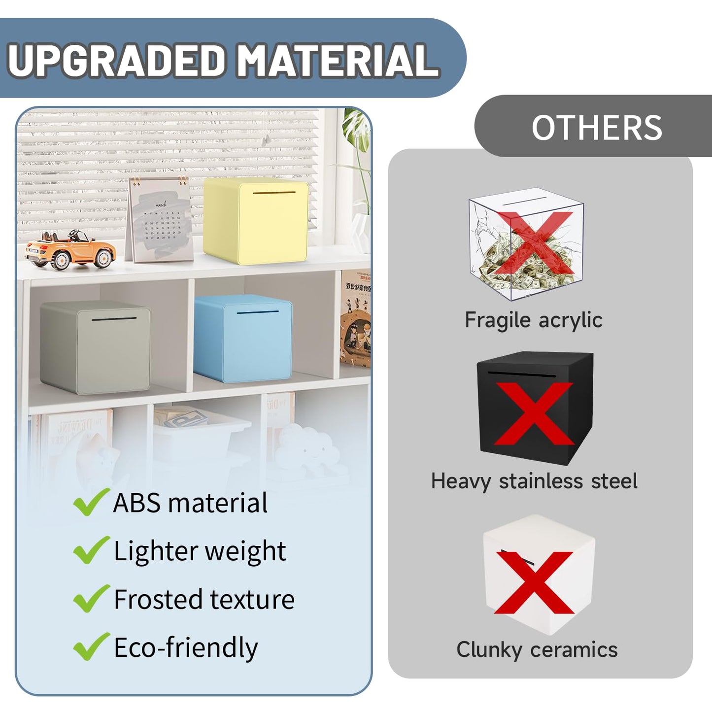 Hizgo Adults Assembly Piggy Bank, 6' Large Piggy Bank For Adults/Kids Must Break To Open, Unopenable Money Saving Box For 2025 Cash Saving (Grey)