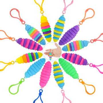 12 Pcs Sensory Slug Toys, Articulated Stretch Caterpillar Toy, Anxiety Relief Fidget Slug Toy, Novelty Party Favors For Kids.