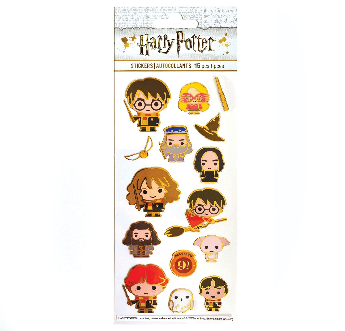 Playhouse Harry Potter Chibi Characters Shiny Foil Enamel Effect Sticker Sheet - 1 Pack