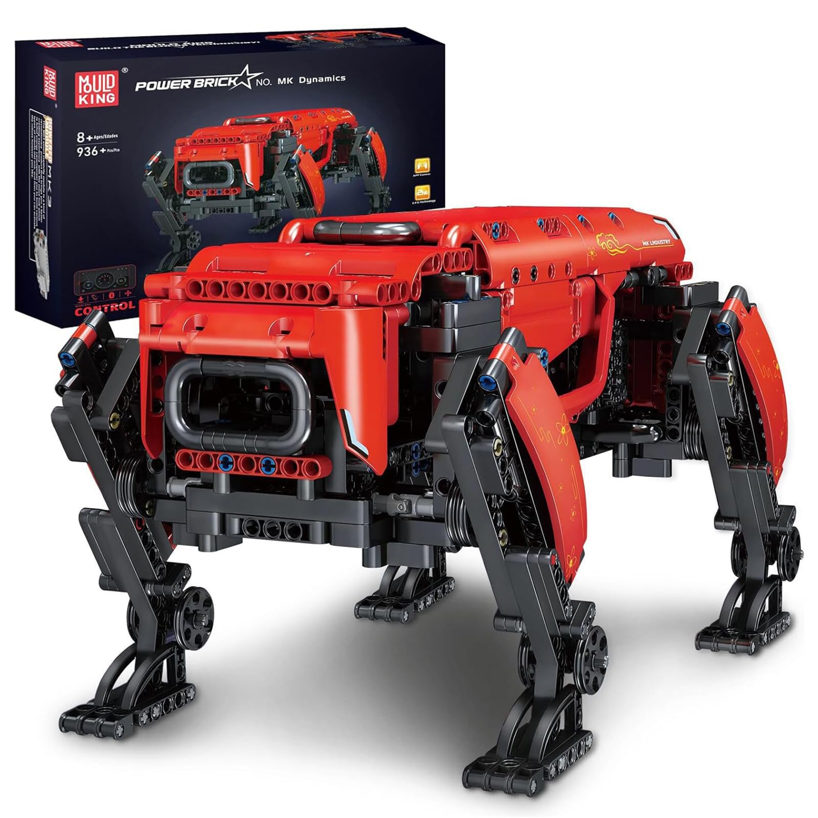 Mould King Robot Dog MK Dynamics Building Kits  MOC Building Blocks Set to Build  Gift for Kids Age 8+/mature-themed Collections Enthusiasts(936 Pieces with Motor/APP Remote Control)