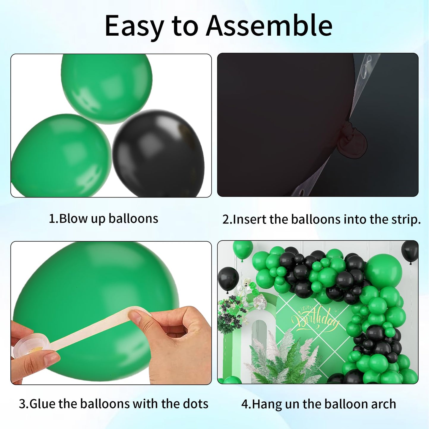 Green And Black Balloon Garland Kit, Black Balloon And Green Balloon, Dark Green Birthday Decorations With Dark Green Black Ball